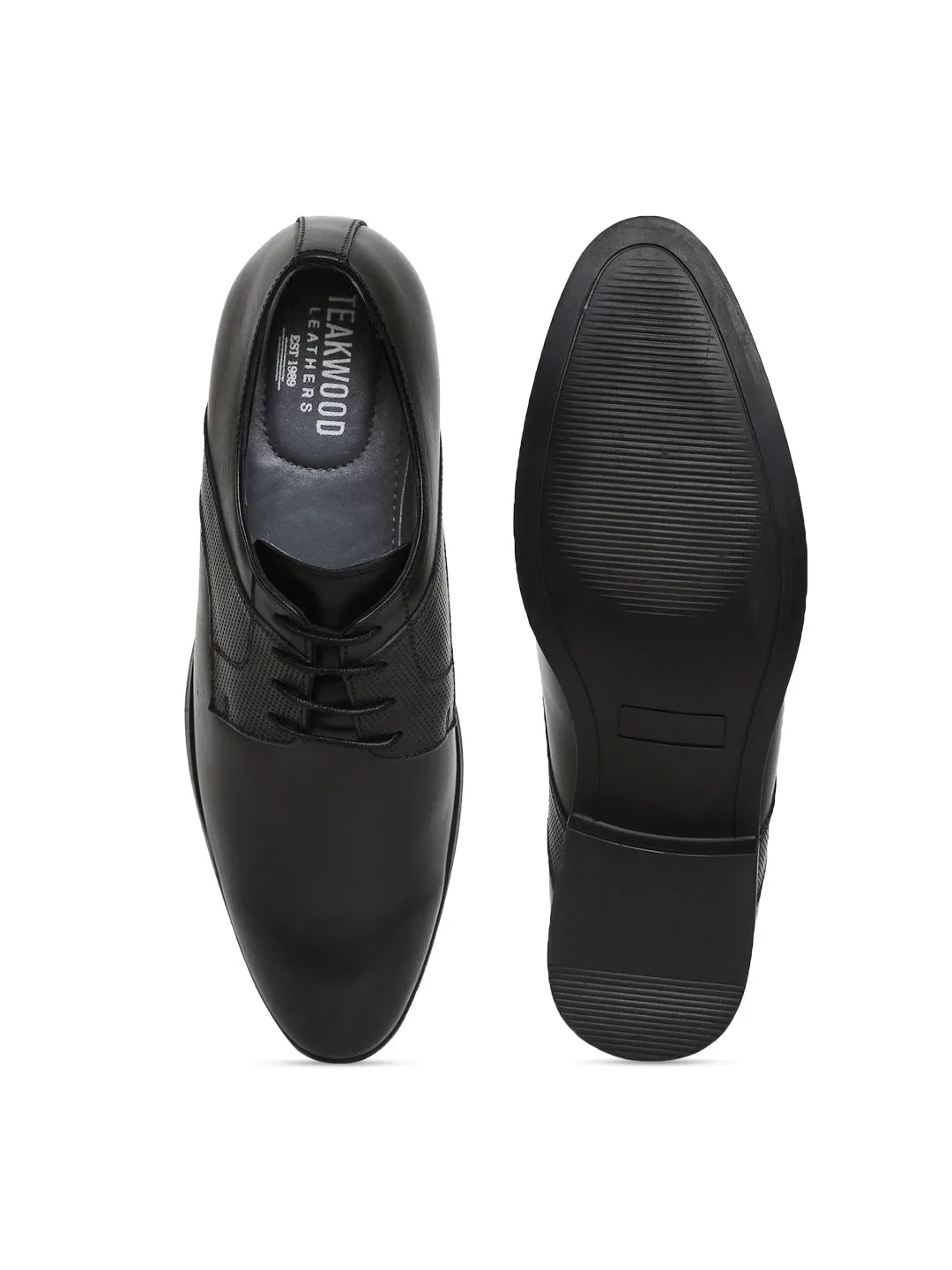 Teakwood Genuine Leather Black Shoes