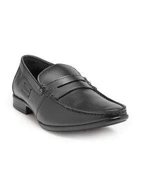 Teakwood Genuine Leather Black Slip-On Shoes