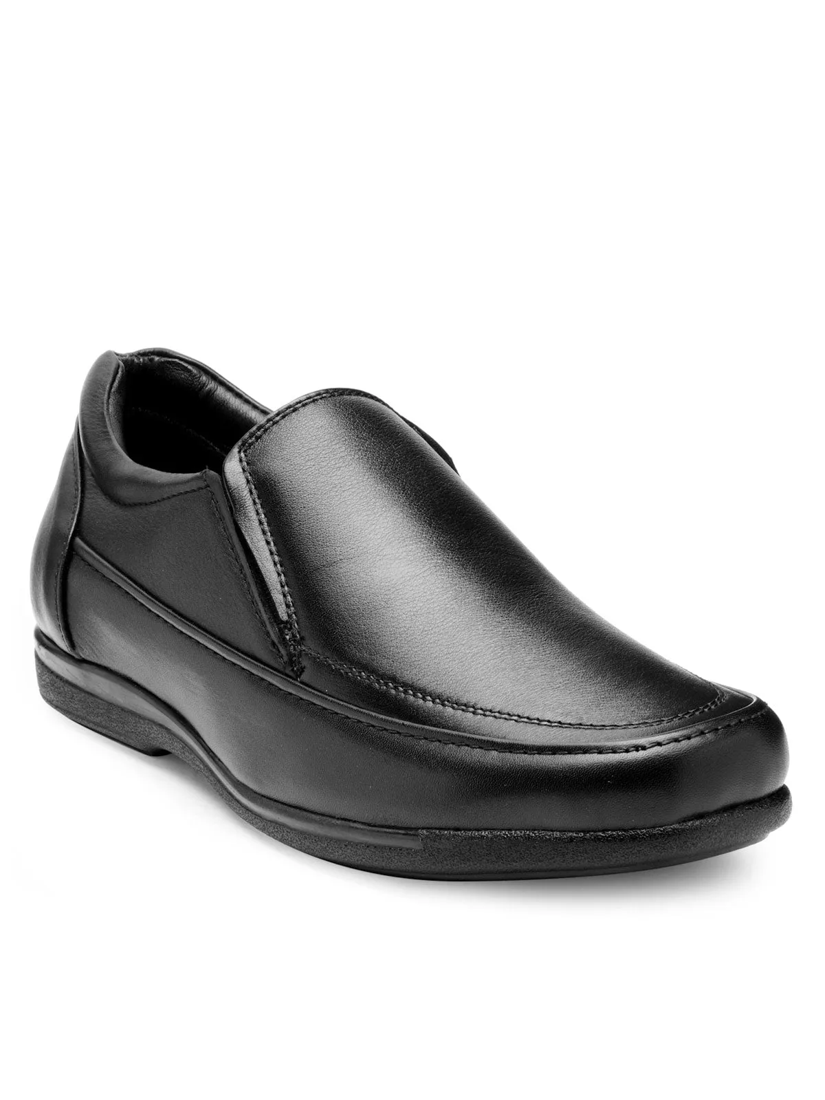 Teakwood Leather Men's Black Slip-ons Shoes