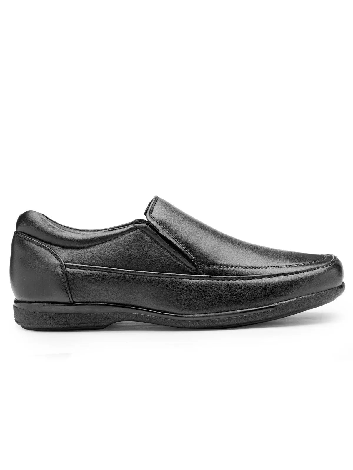 Teakwood Leather Men's Black Slip-ons Shoes