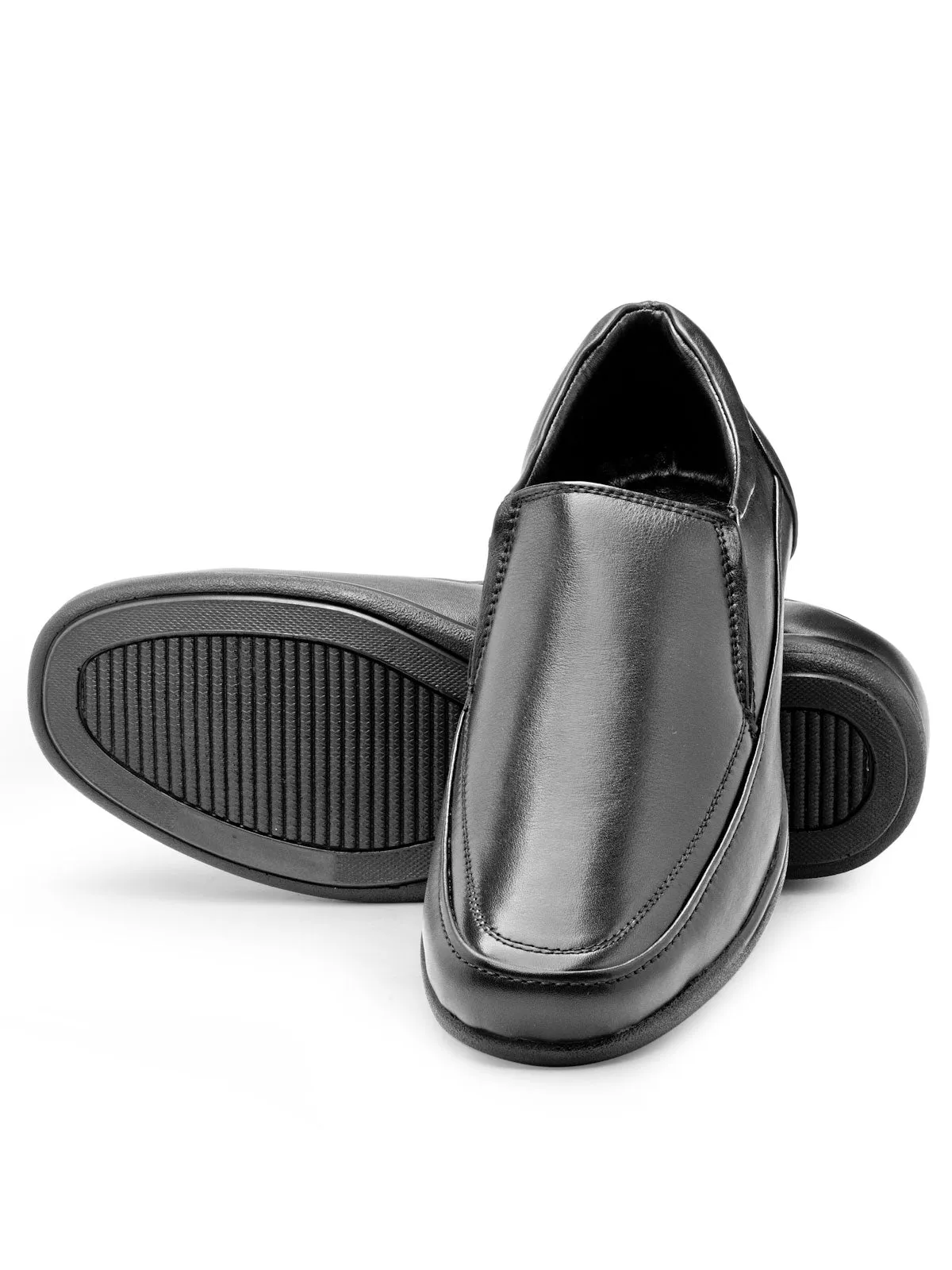 Teakwood Leather Men's Black Slip-ons Shoes