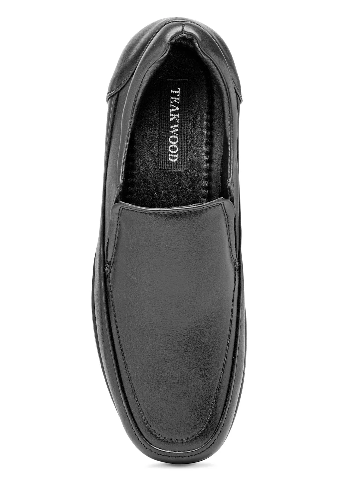 Teakwood Leather Men's Black Slip-ons Shoes