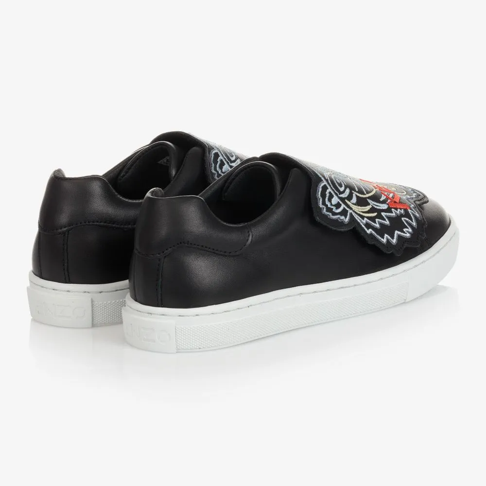 Teen Black Leather Trainers