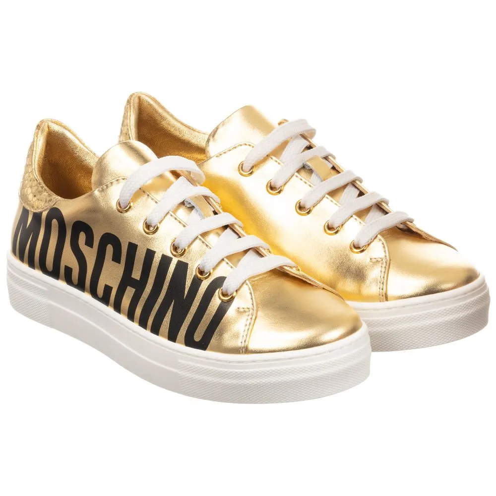 Teen Gold Logo Trainers