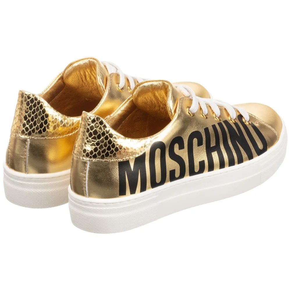 Teen Gold Logo Trainers