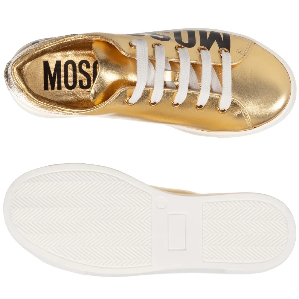 Teen Gold Logo Trainers