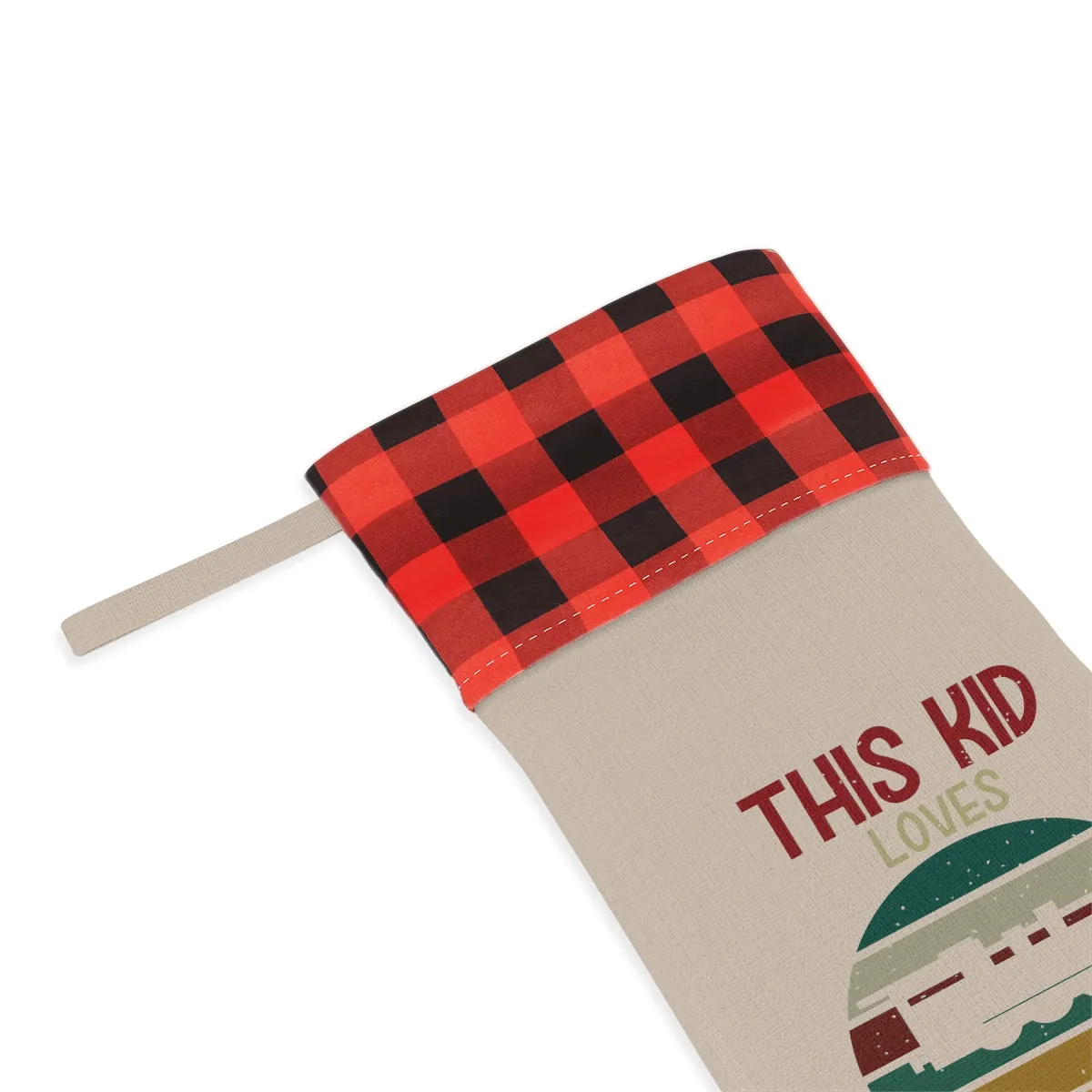 This Kid Loves Trains Christmas Stocking