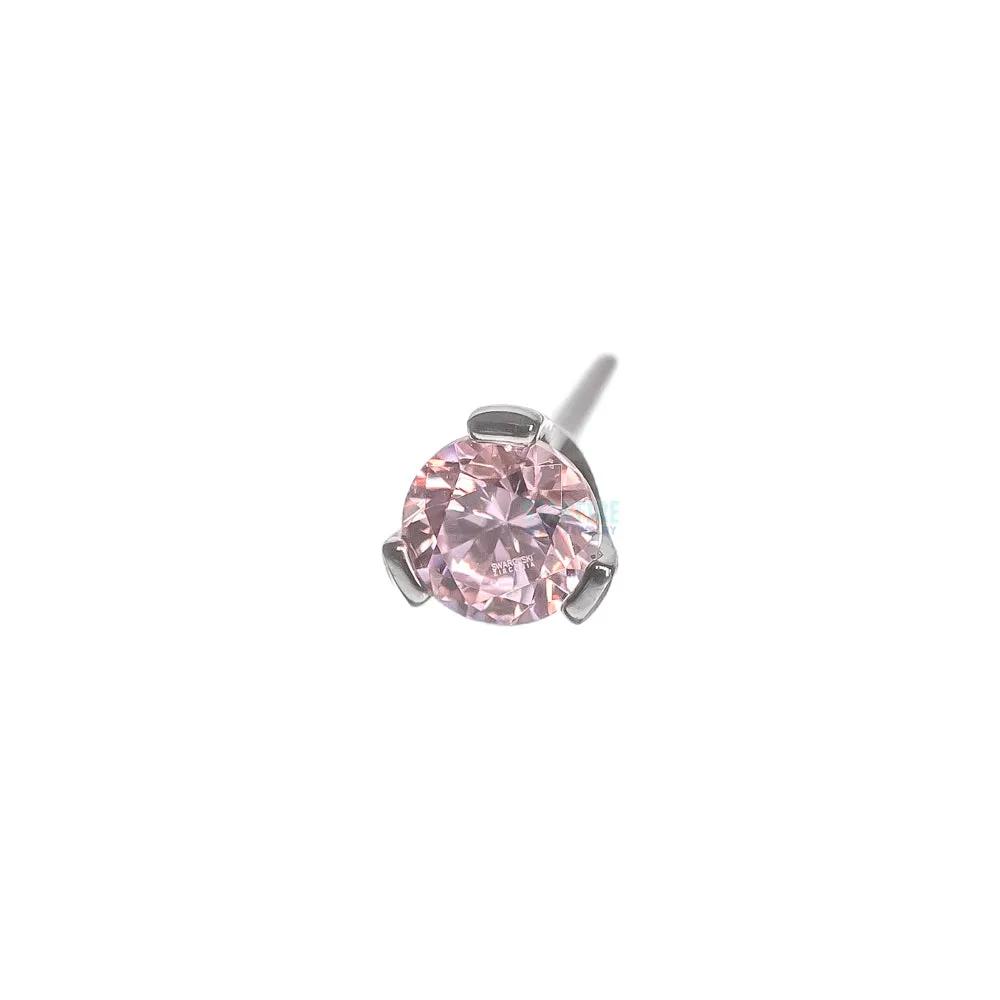 threadless: 2mm 3 Prong-Set Round Faceted Gem End