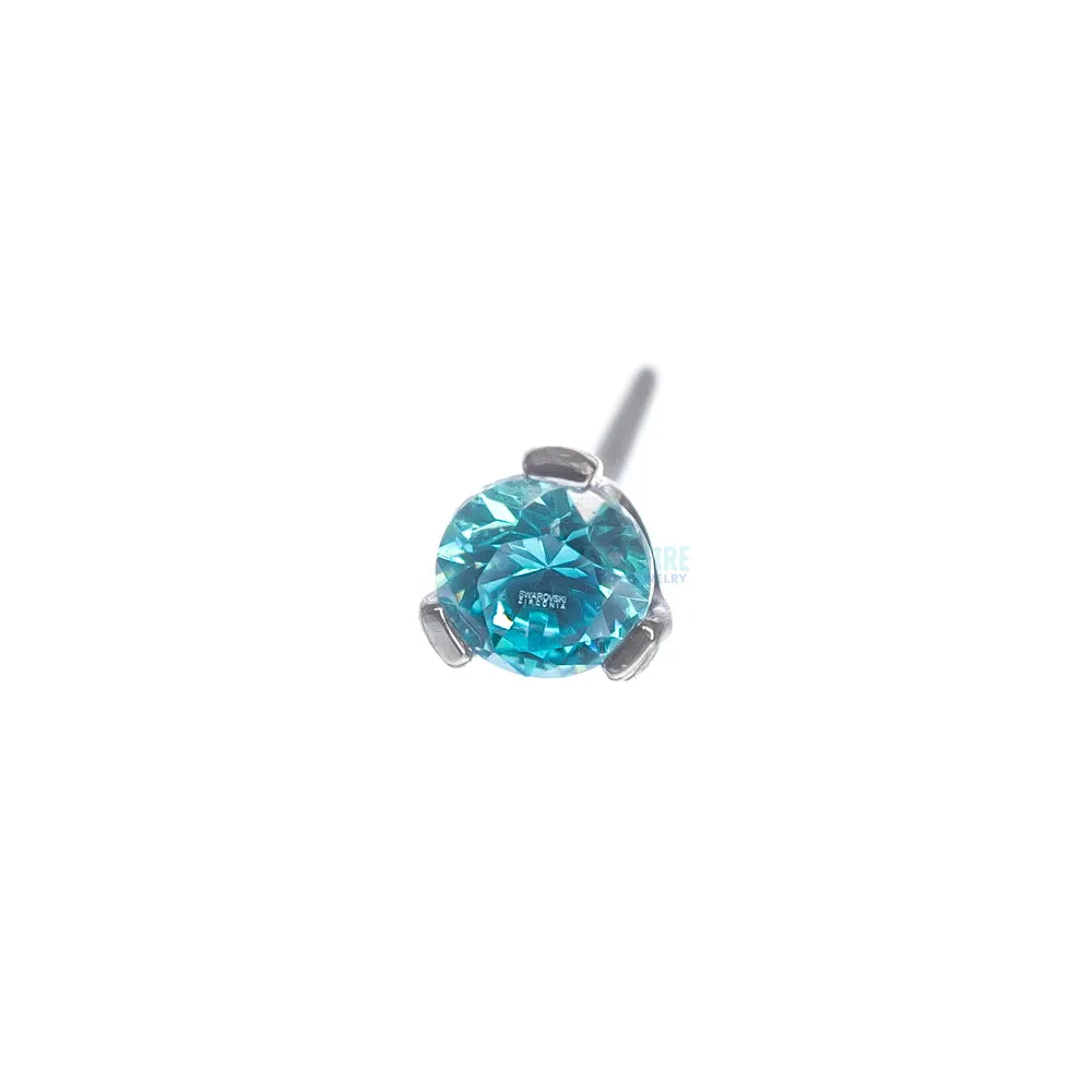 threadless: 2mm 3 Prong-Set Round Faceted Gem End