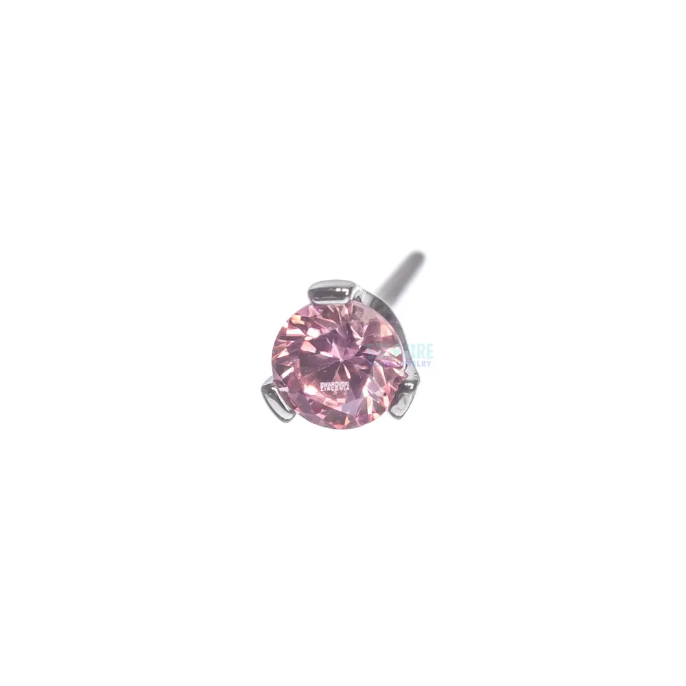 threadless: 2mm 3 Prong-Set Round Faceted Gem End