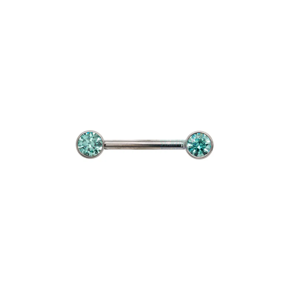 threadless: Brilliant-Cut Gems Side-Set Nipple Barbell in Bezel - single