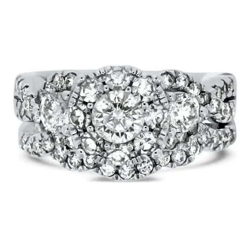 Three Stone Diamond Wedding Set