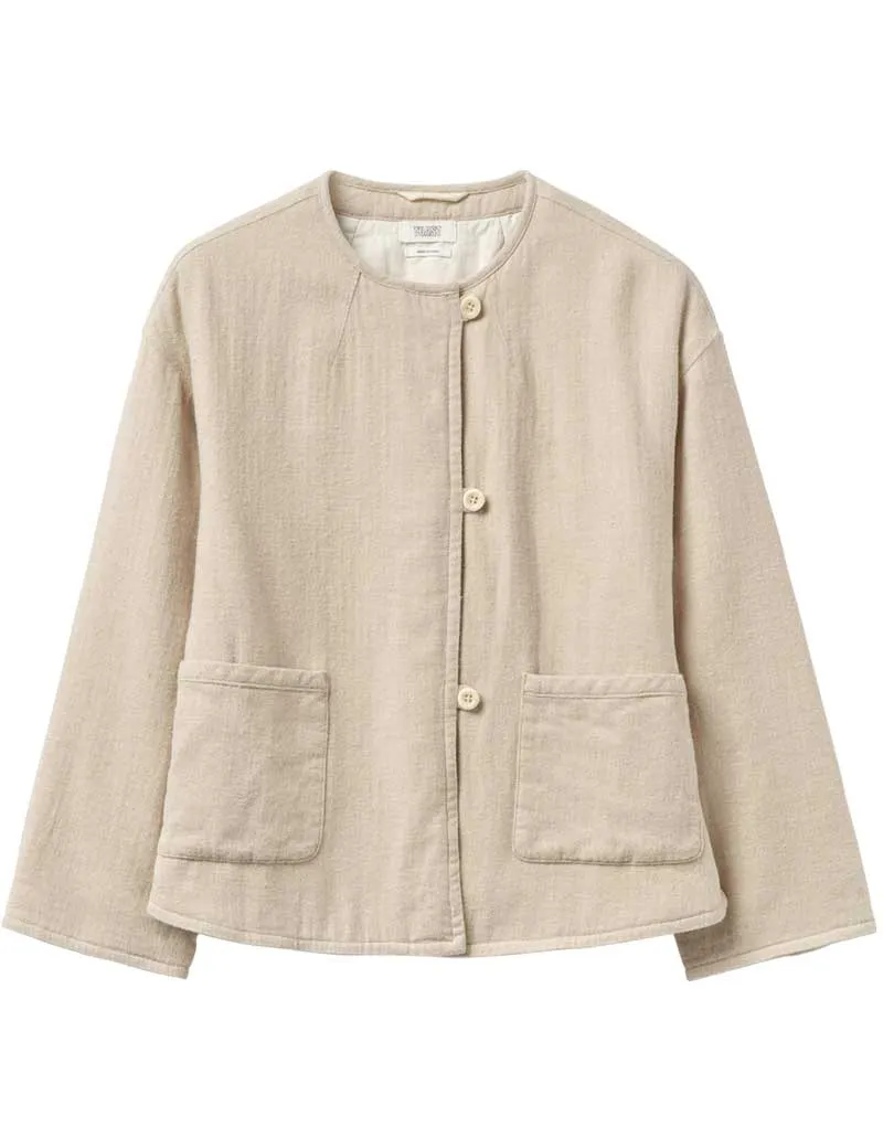 Toast Quilted Cotton Linen Jacket Pebble