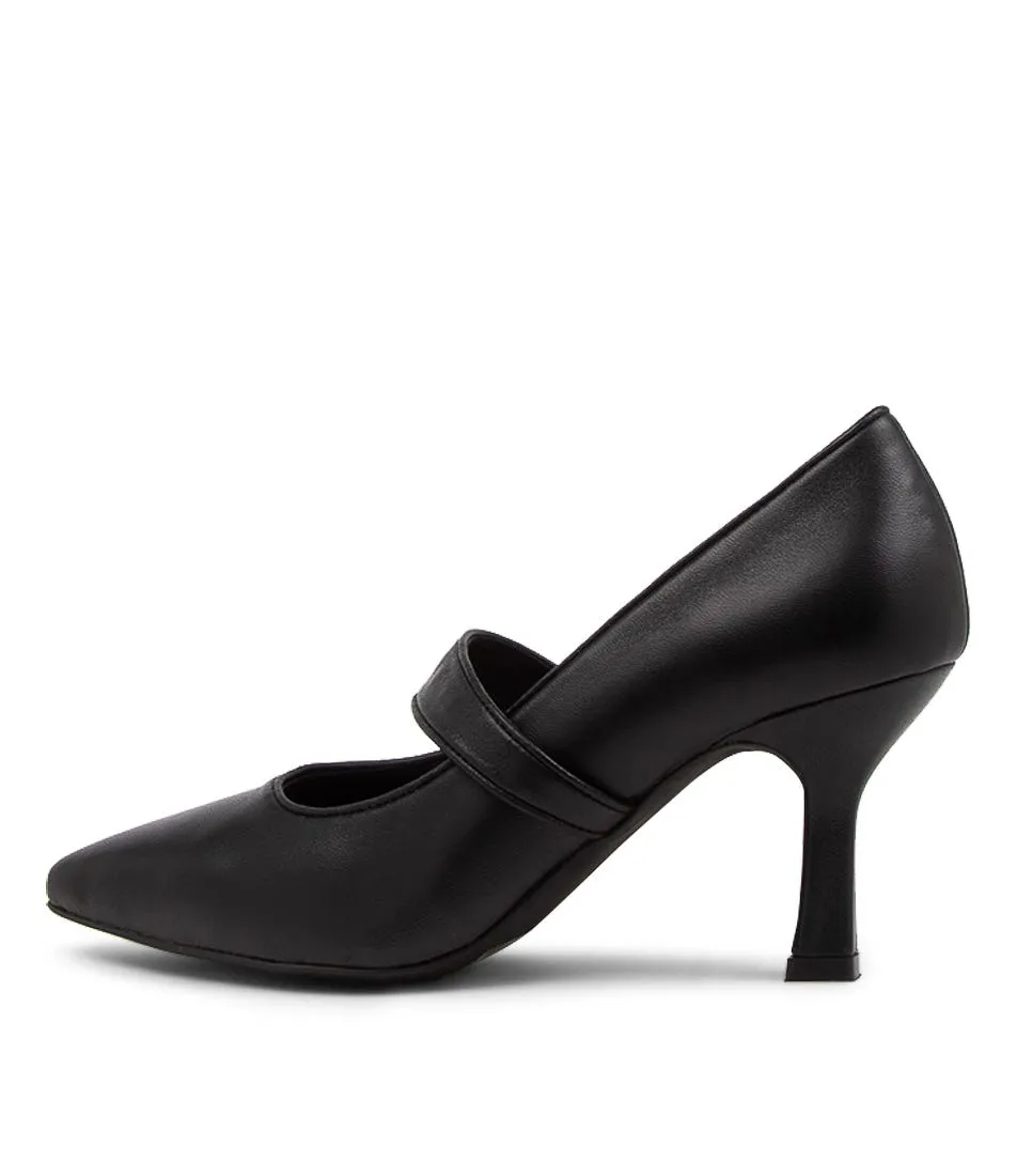 TOP END Lizeth Black Leather Heels