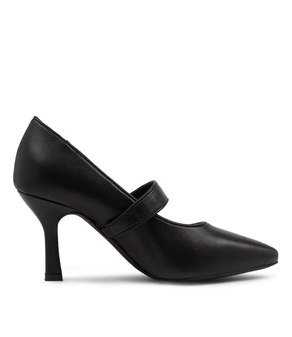 TOP END Lizeth Black Leather Heels