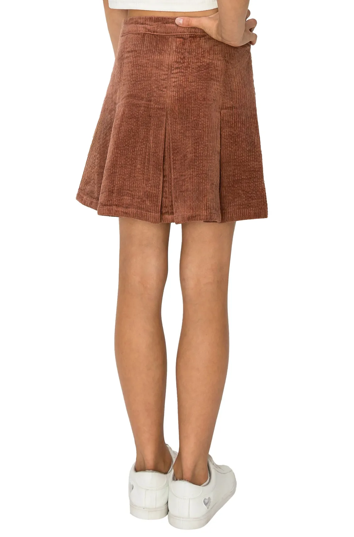 Tractr Girl Brown Corduroy Tennis Skirt