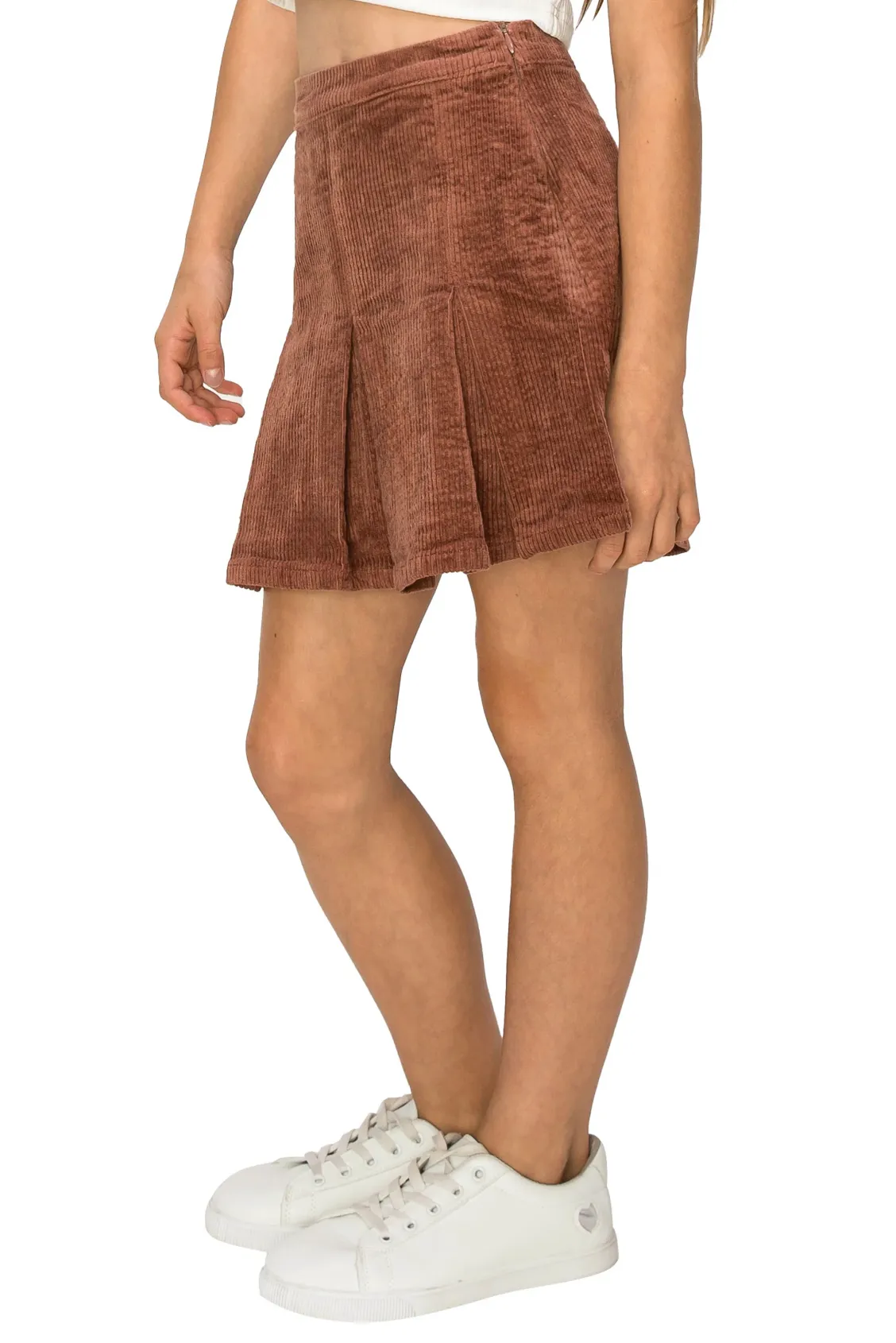 Tractr Girl Brown Corduroy Tennis Skirt