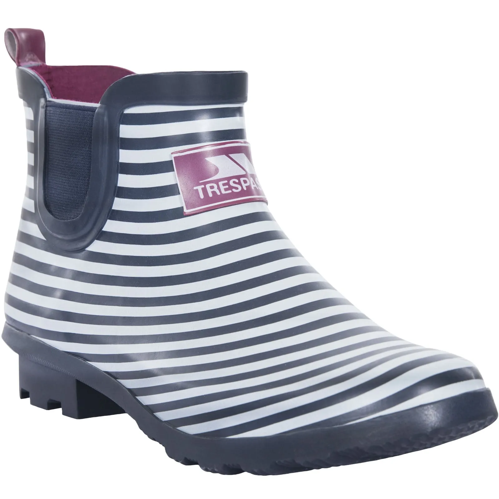 Trespass Womens Bex Striped Ankle Wellington Boots - Navy