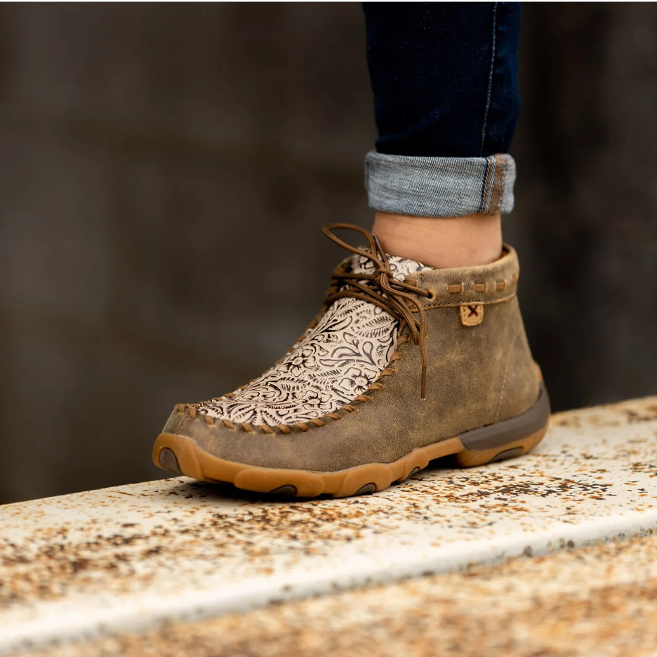 Twisted X Women's Chukka Driving Moc - Brown Print