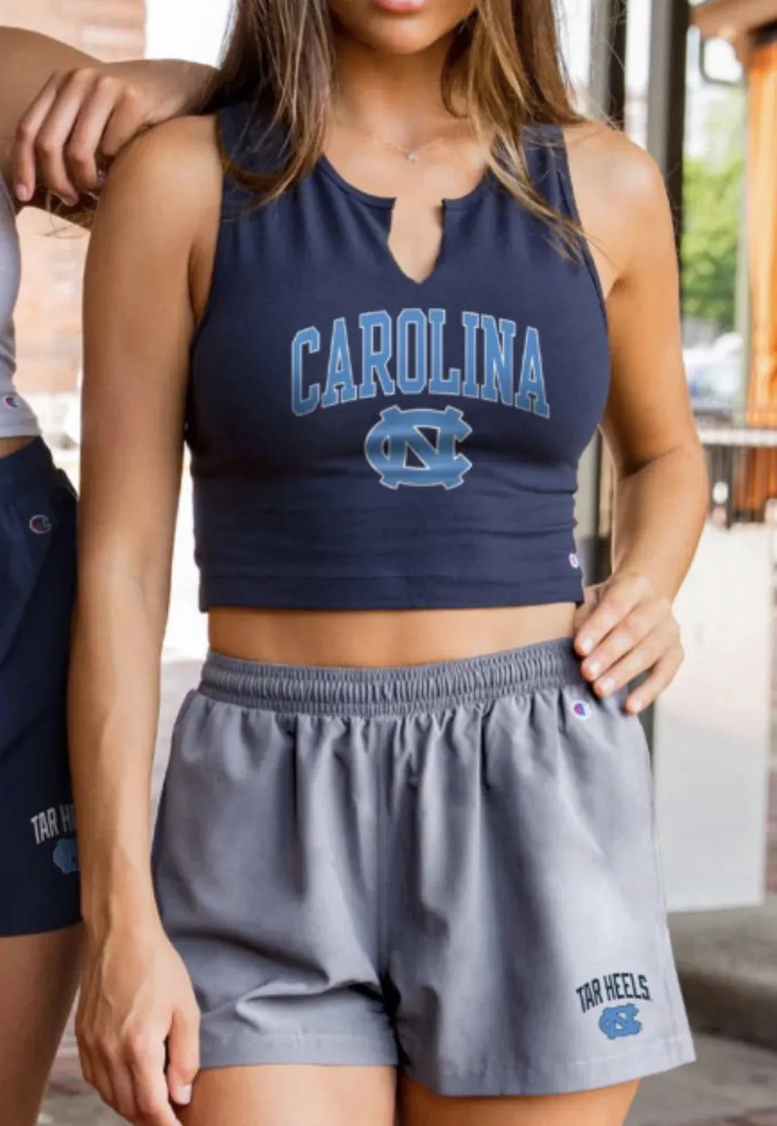 UNC Tar Heels Women’s High Waist Shorts in Grey