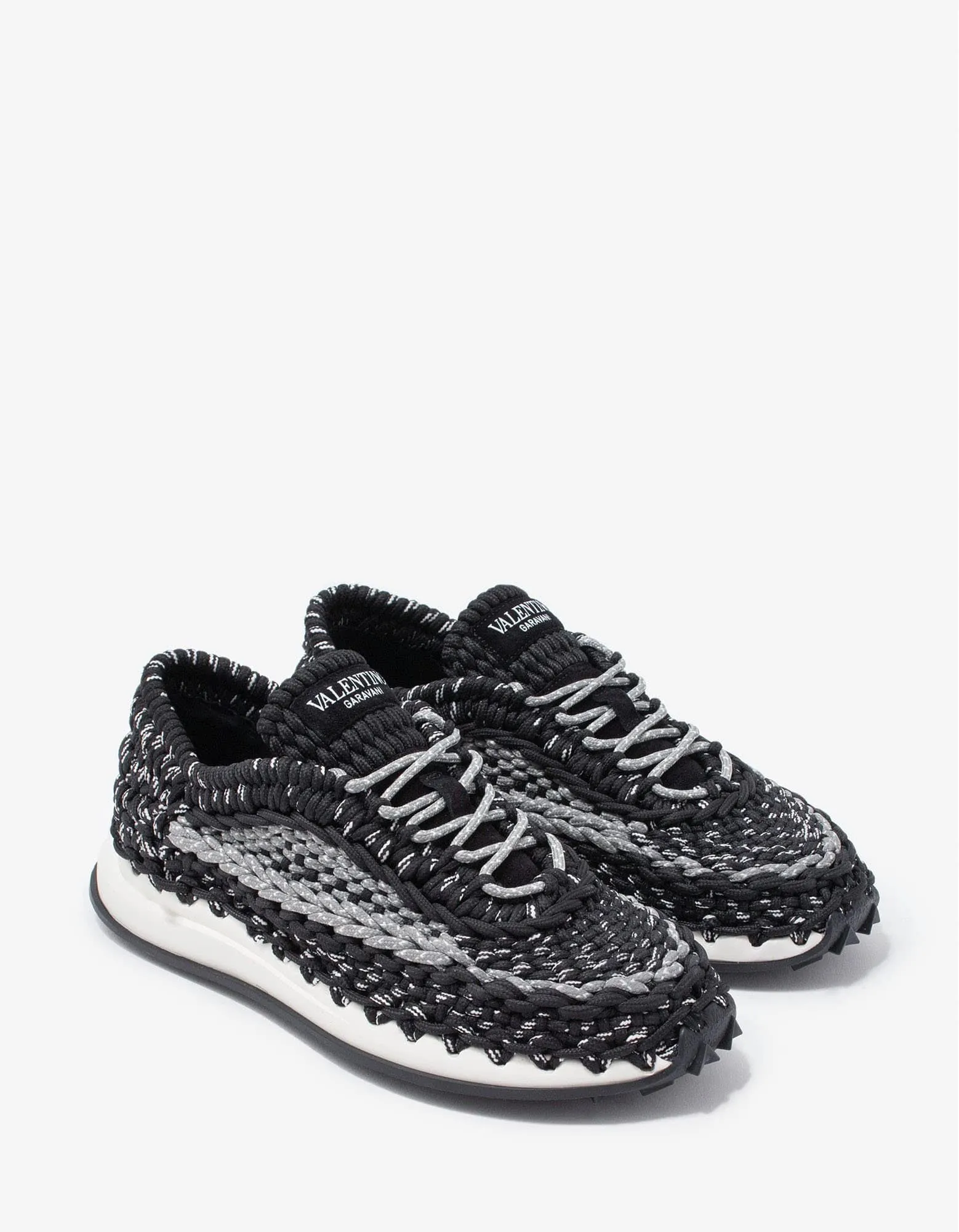 Valentino Garavani Black Crochet Trainers