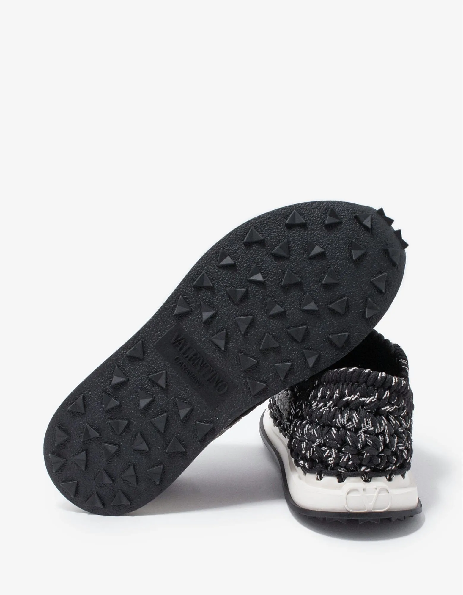 Valentino Garavani Black Crochet Trainers