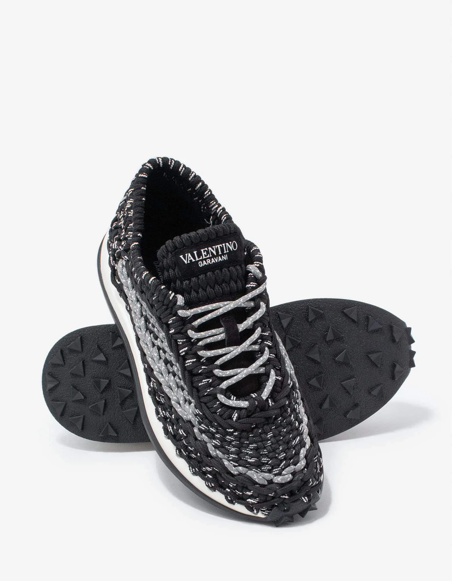 Valentino Garavani Black Crochet Trainers