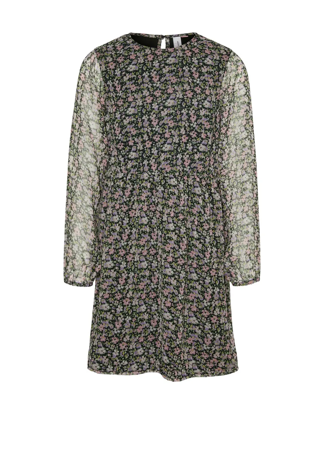 Vero Moda Girl Milla Floral Long Sleeve Dress, Black