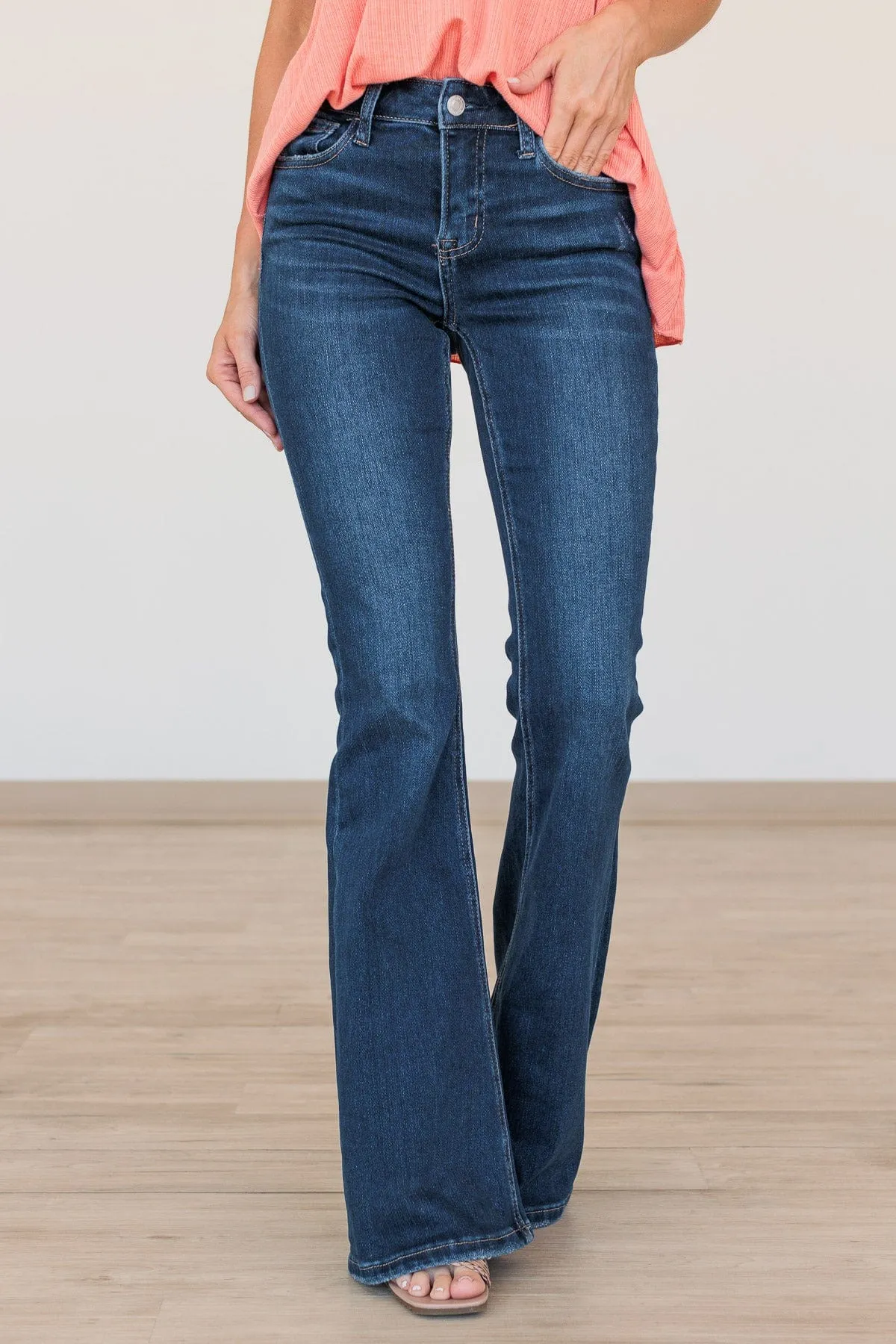 Vervet Elsa Wash Mid-Rise Flare Jeans