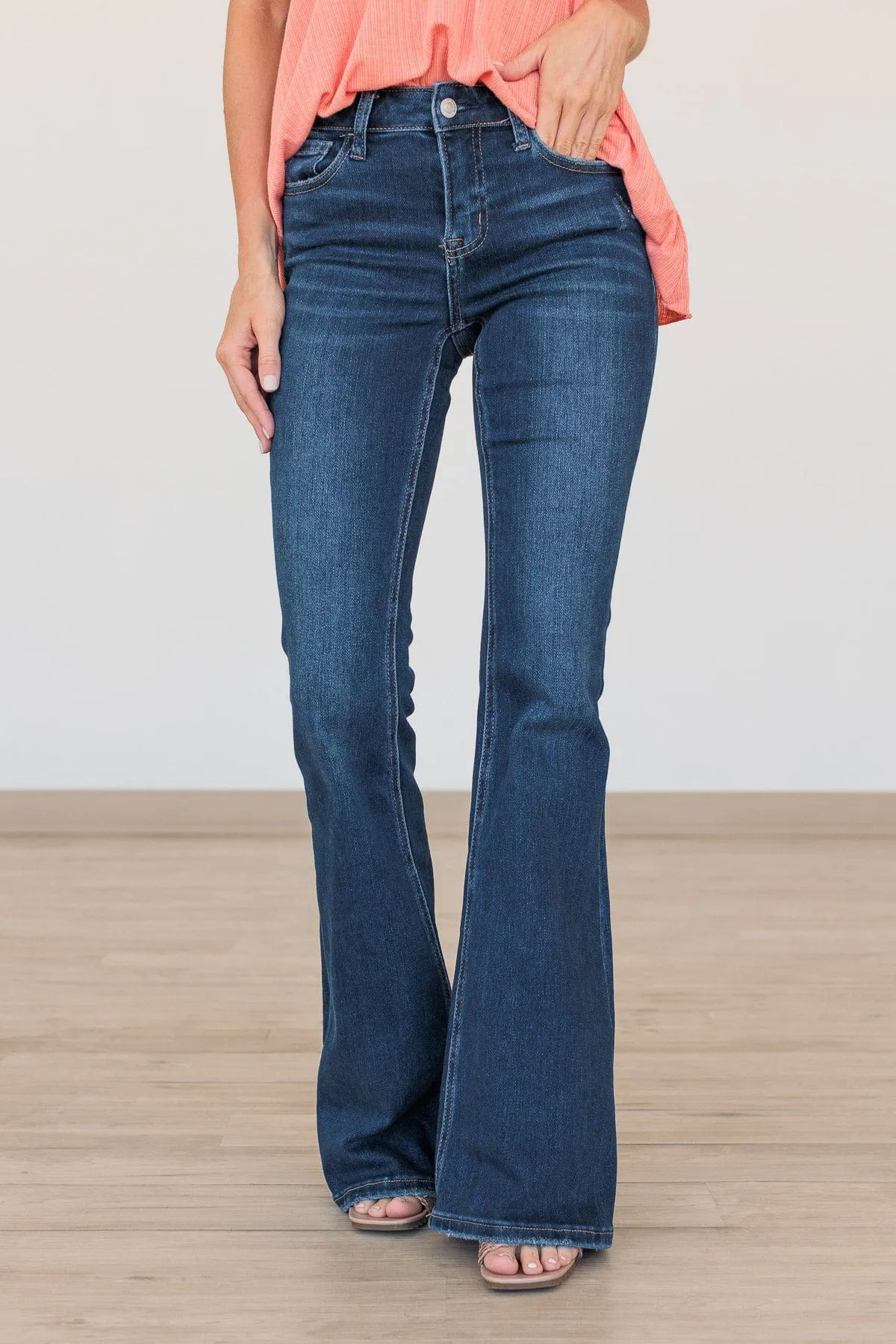 Vervet Elsa Wash Mid-Rise Flare Jeans