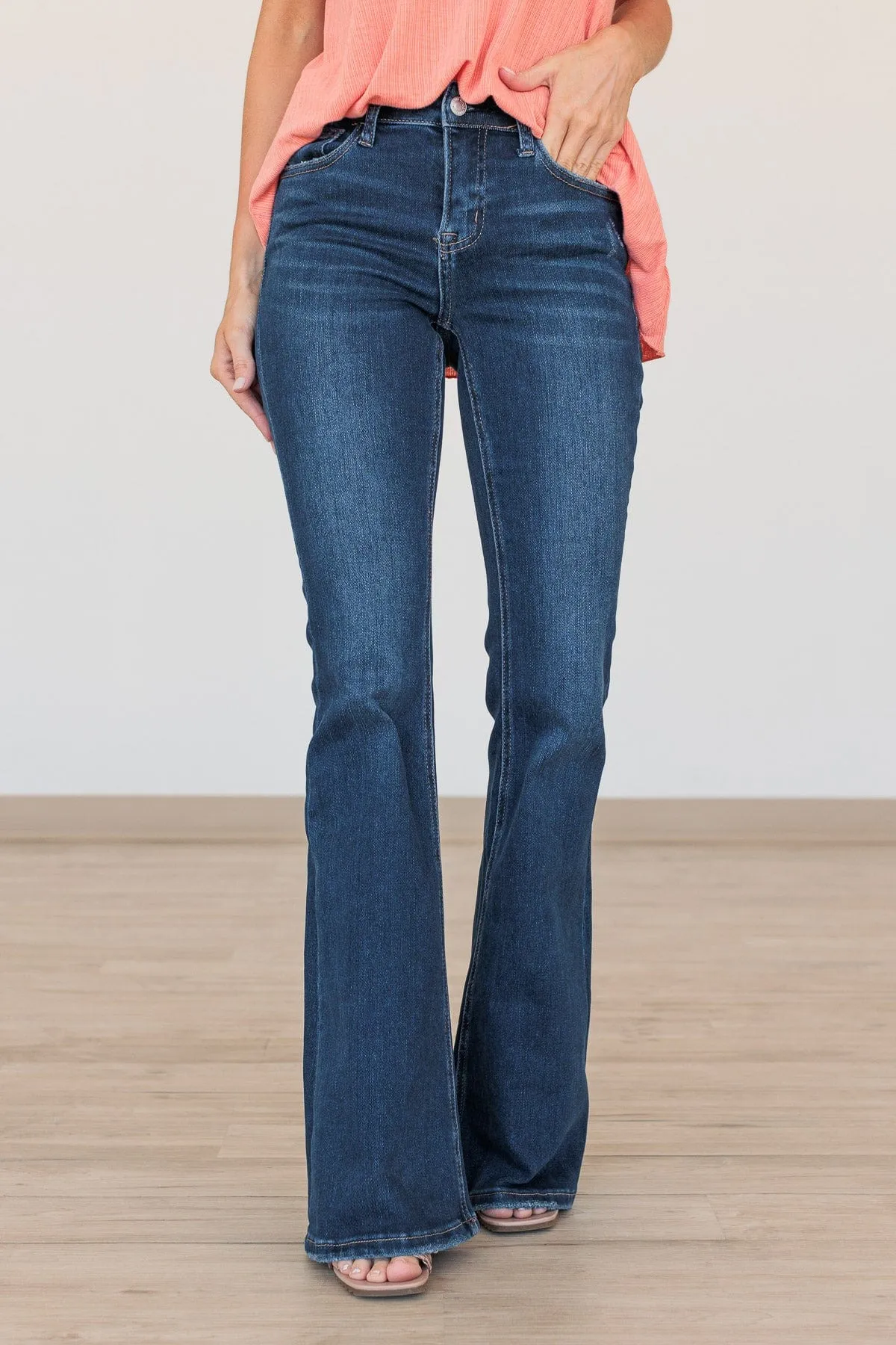 Vervet Elsa Wash Mid-Rise Flare Jeans