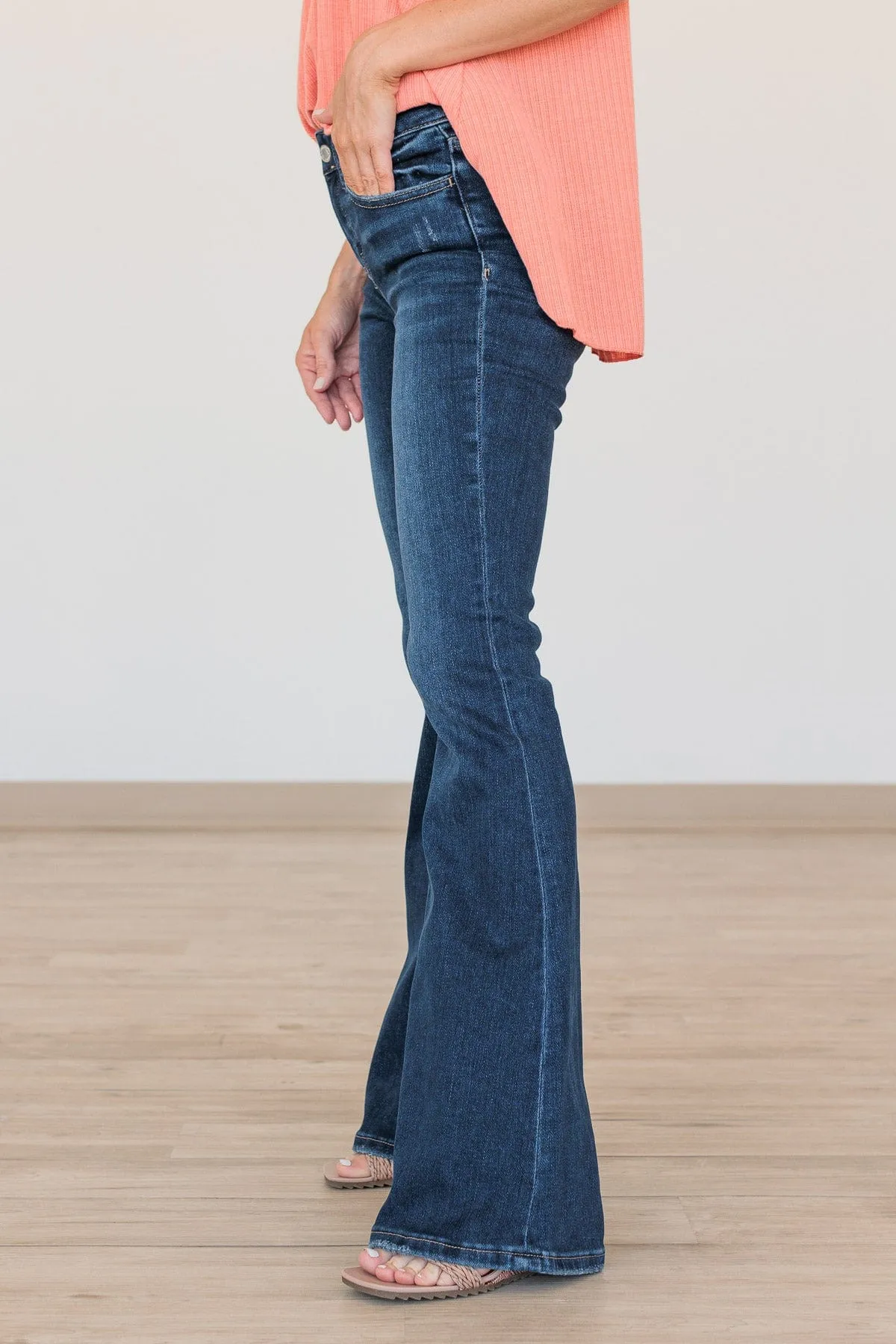 Vervet Elsa Wash Mid-Rise Flare Jeans