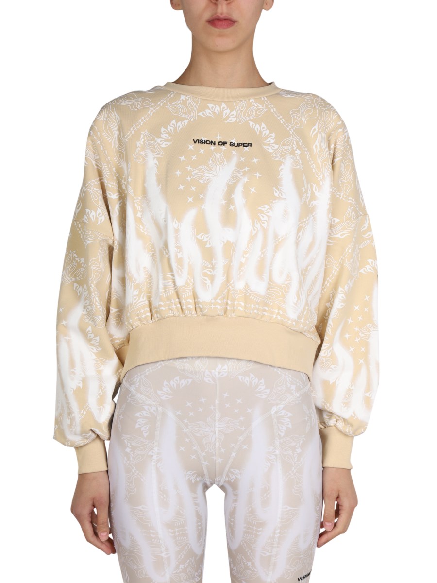 VISION OF SUPER Cotton Paisley Pattern Sweatshirt