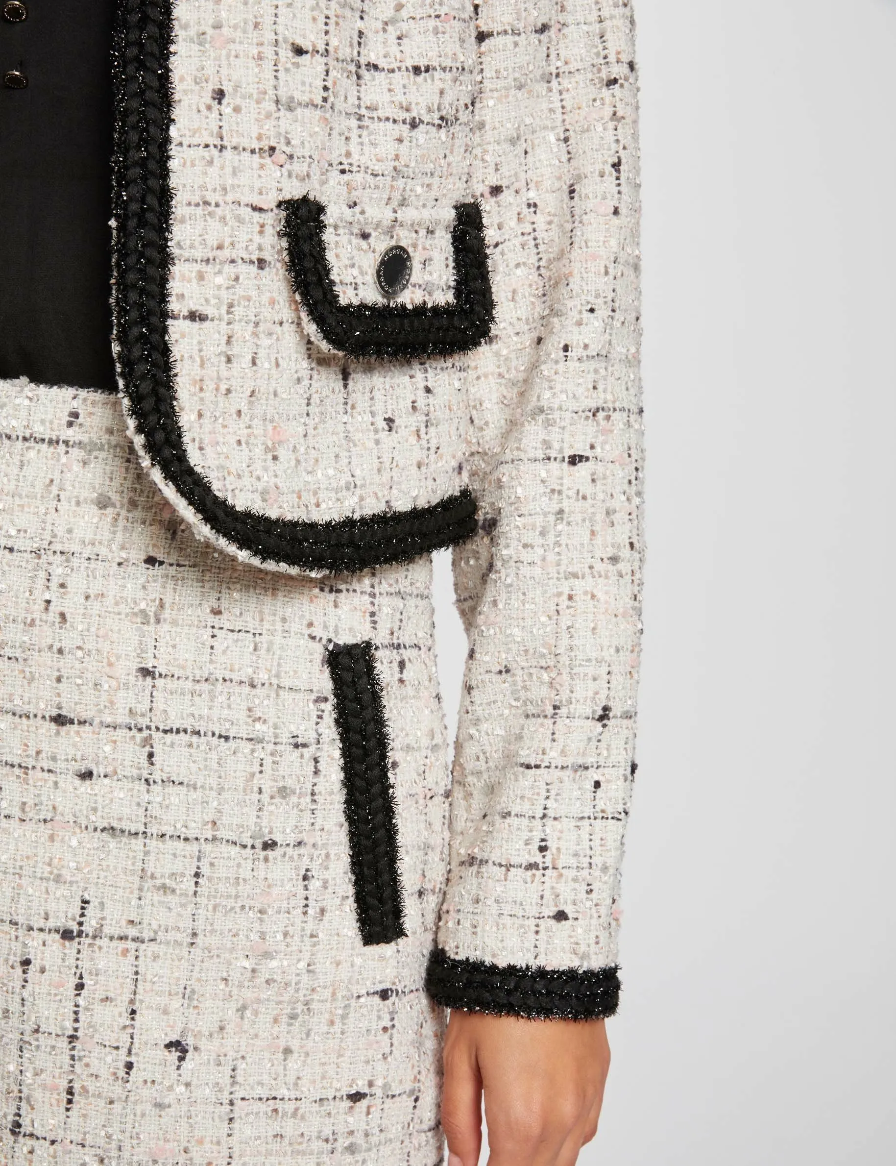 Waisted tweed jacket ivory women