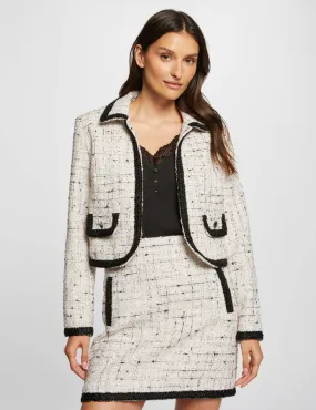 Waisted tweed jacket ivory women