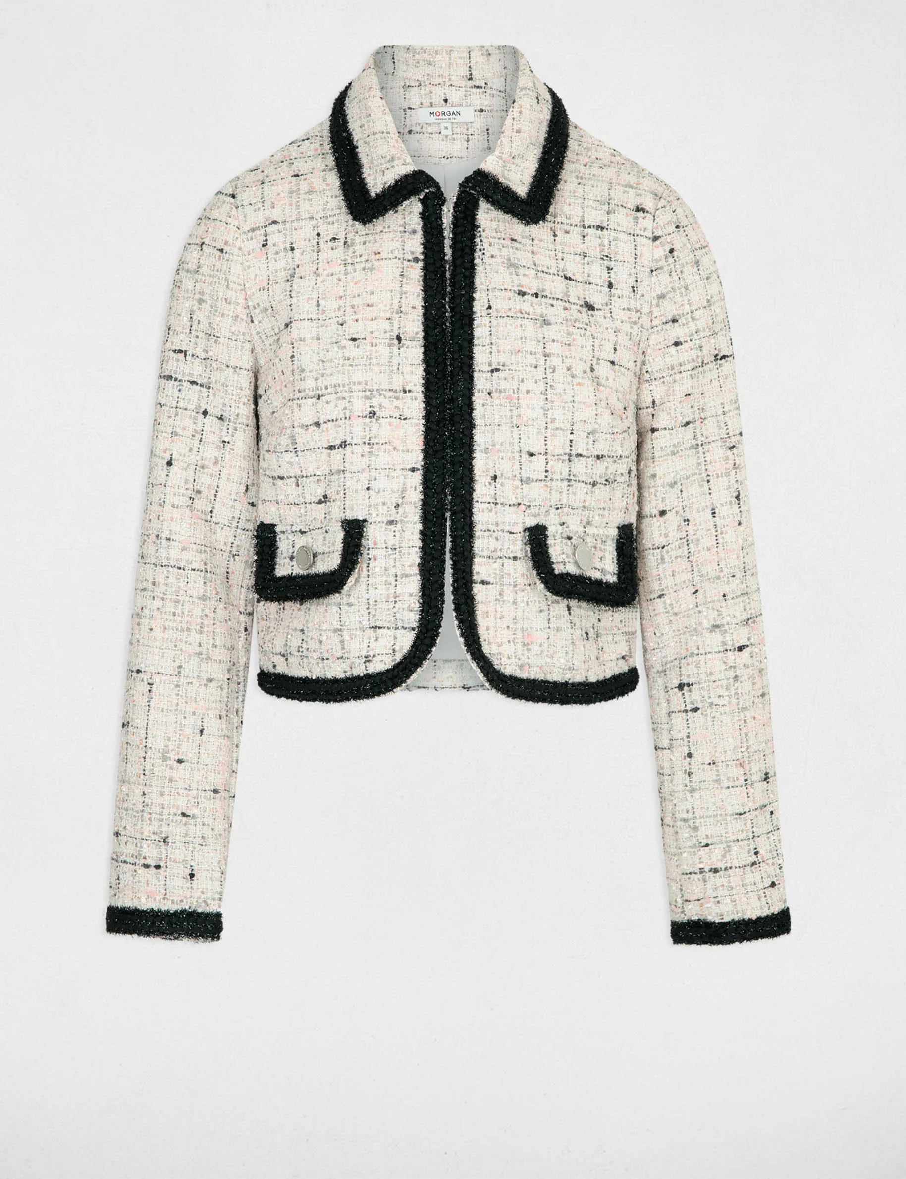 Waisted tweed jacket ivory women