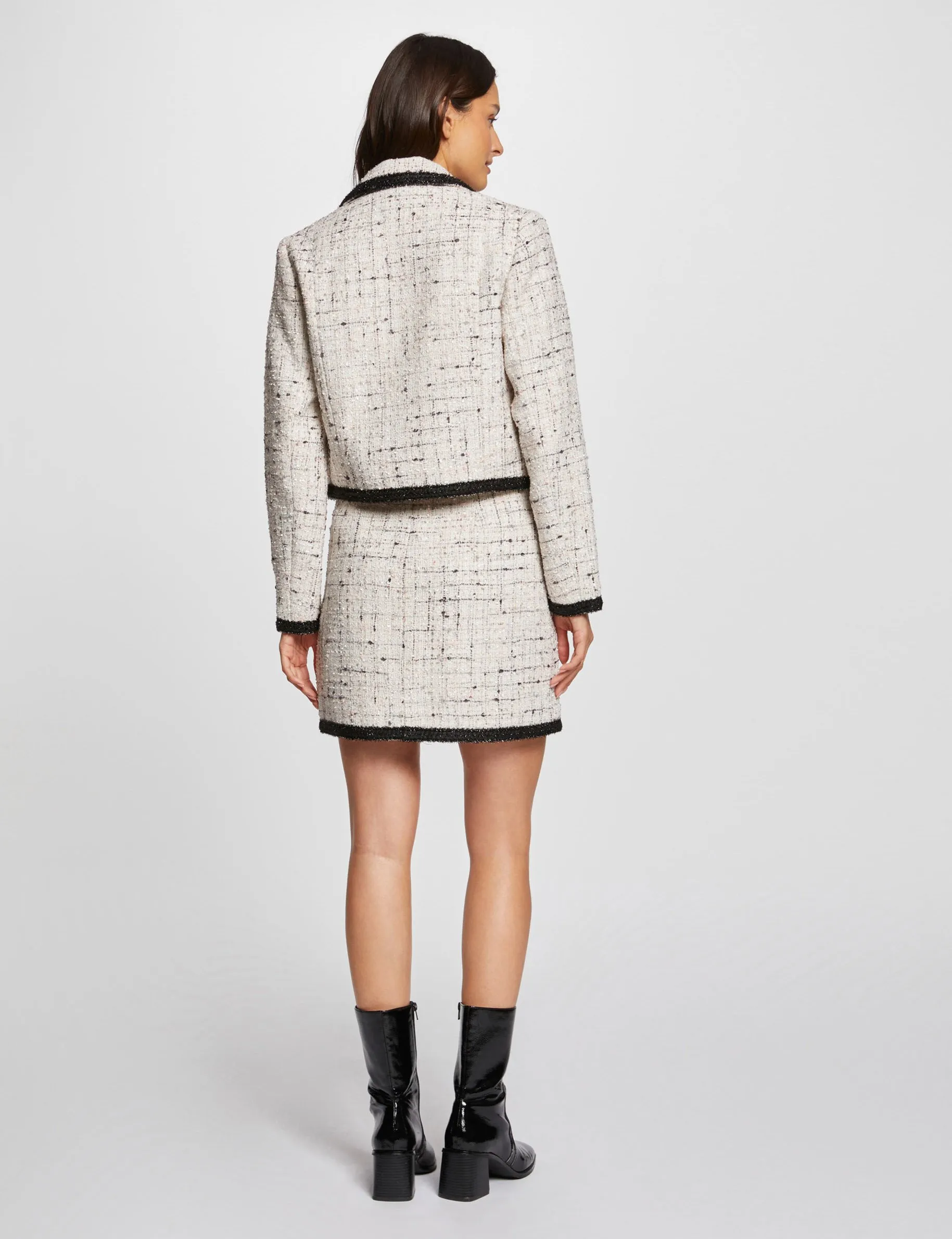 Waisted tweed jacket ivory women