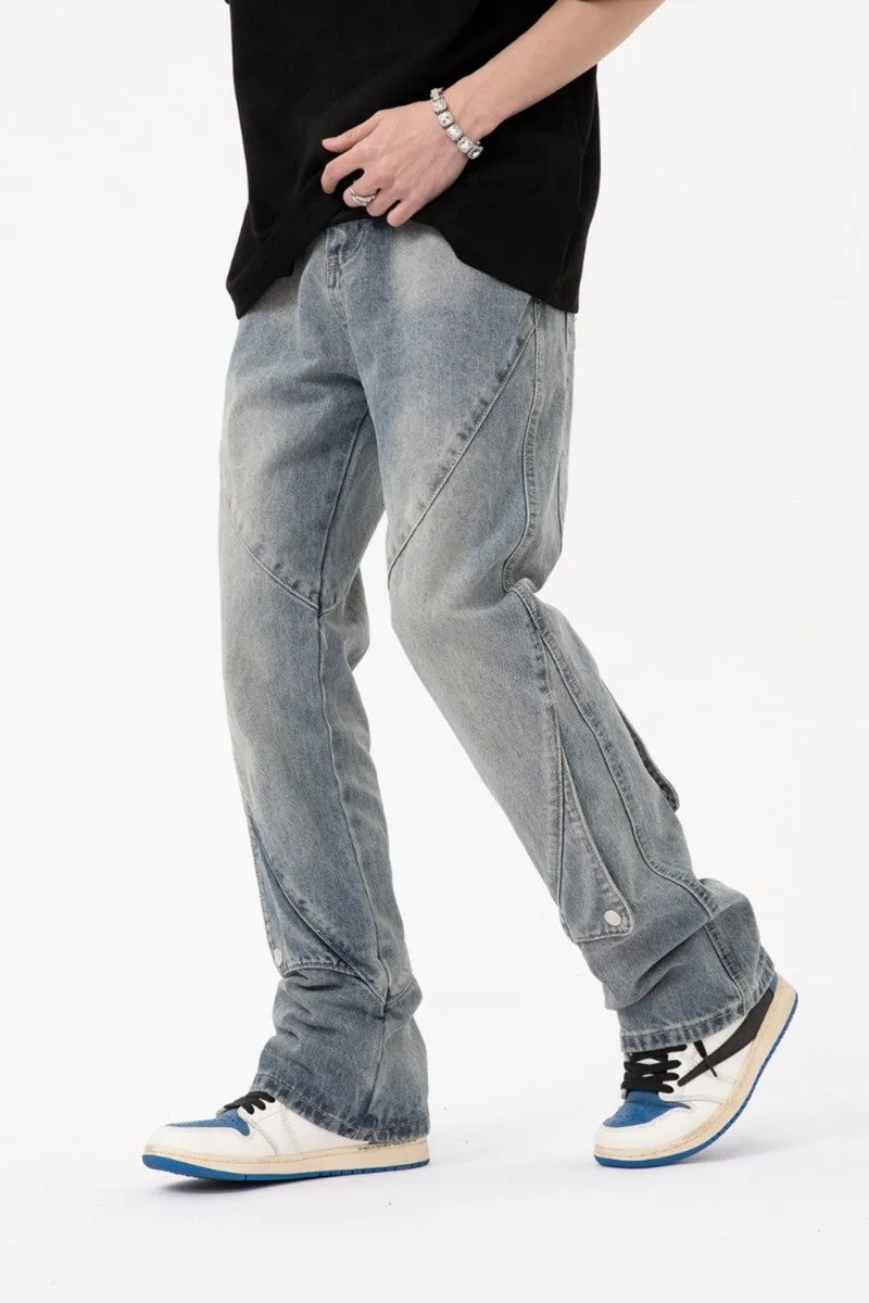 Washed Irregular Jeans