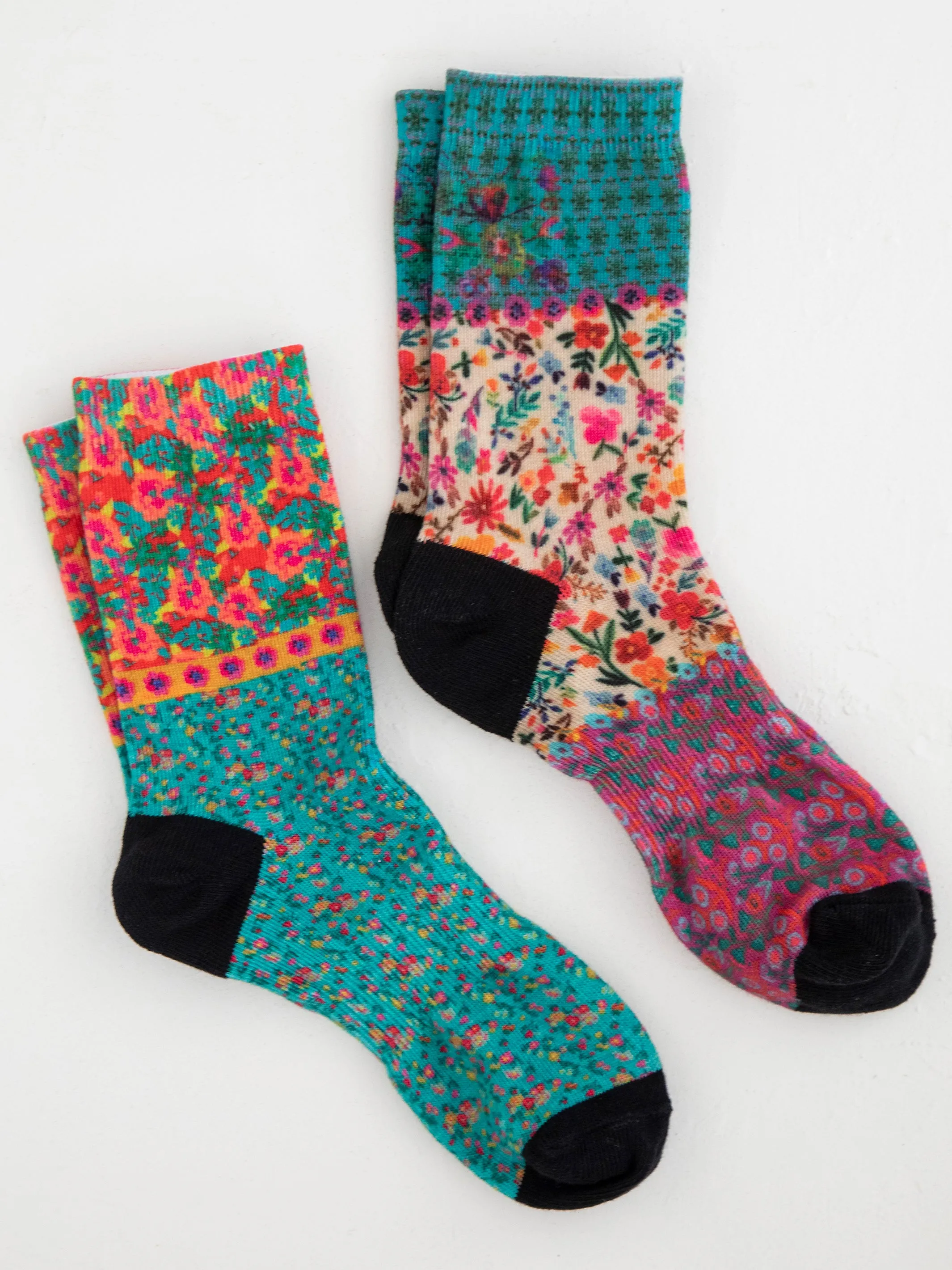 Weekend Sock Set - Teal Floral, Set of 2