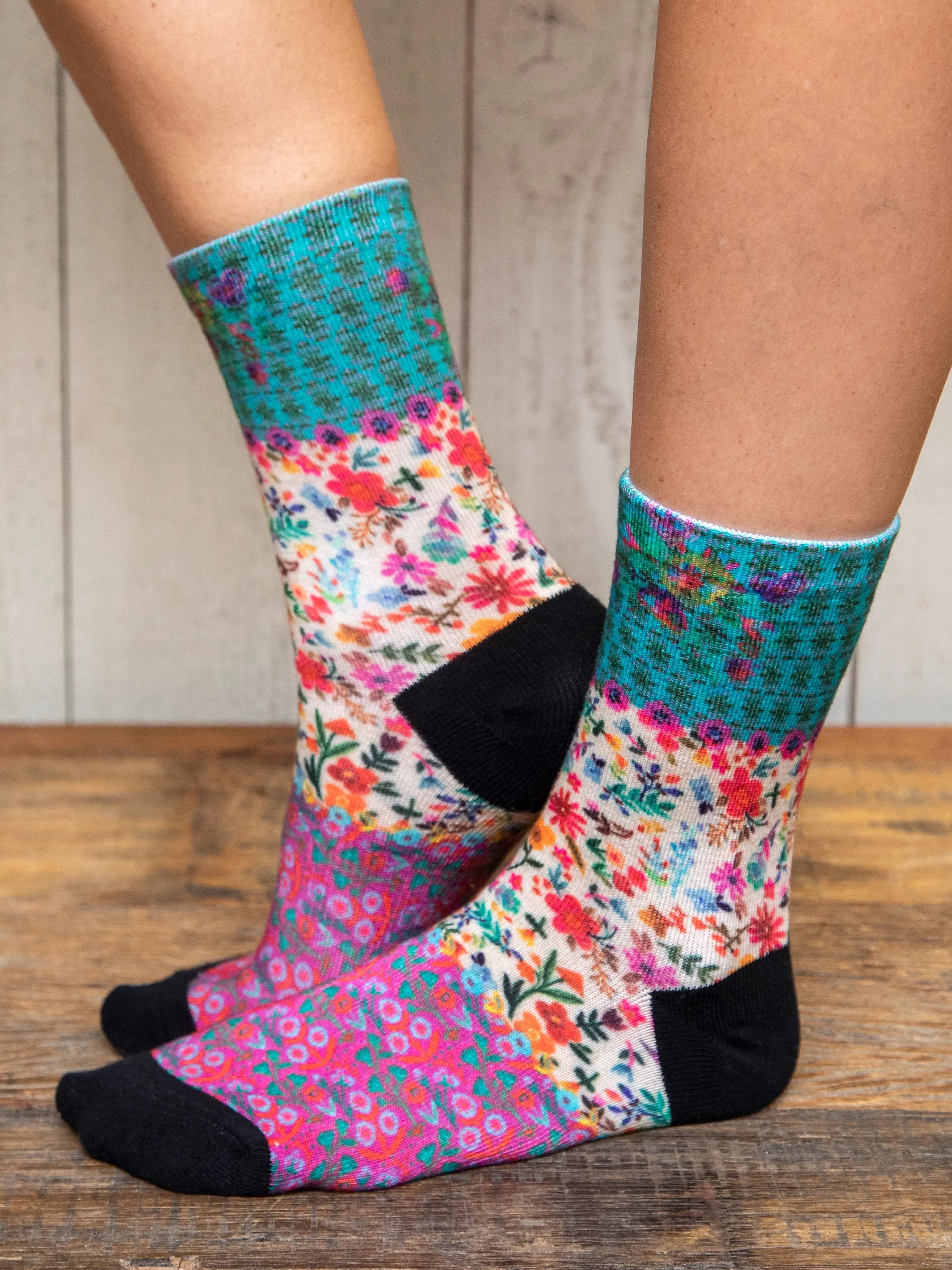 Weekend Sock Set - Teal Floral, Set of 2