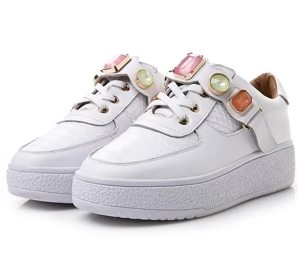 White Gemstones Platforms Sneakers