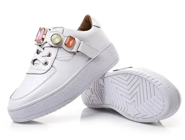 White Gemstones Platforms Sneakers