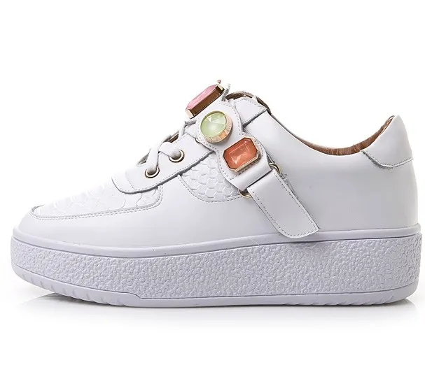 White Gemstones Platforms Sneakers