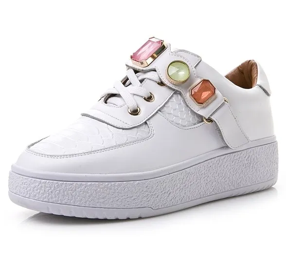 White Gemstones Platforms Sneakers