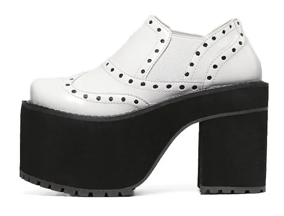 White Lolita Punk Rock High Heels with Metal Studs