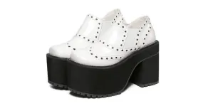 White Lolita Punk Rock High Heels with Metal Studs