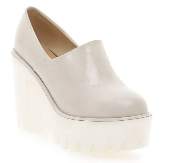 Patent White Chunky Sole Ankle Boots