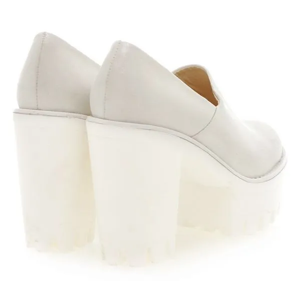 Patent White Chunky Sole Ankle Boots