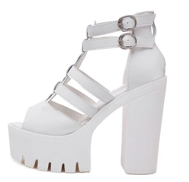 White Peep Toe Punk Rock High Heels