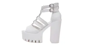 White Peep Toe Punk Rock High Heels